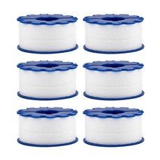 水龍頭過濾棉芯 淨水過濾器濾心 微米級PP棉 6入組 浴室水龍頭替換濾芯 透明視窗設計, 6個, 濾心(含藍色壓片)