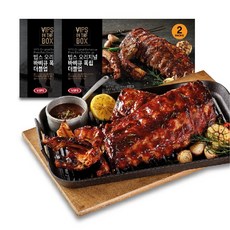 빕스 오리지널 바비큐 폭립 더블업 뼈 포함 900g X2팩, 없음