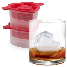 Tovolo 하트 모양 아이스 큐브 몰드 2개 팩 위스키 버번 칵테일용 대형 크래프트 몰드 쉽게 채울 수 있는 누출 방지 실리콘 쌓을 식기 세척기 사용 가능 BPA 프리, Heart