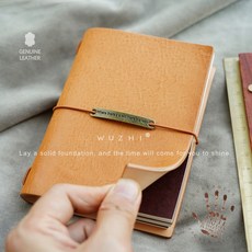 WUZHI 真皮記事本 義大利植鞣牛皮 復古文藝手帳本, 1個, 經典TP原色 護照款