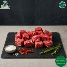 Premium Australian Halal Wagyu Beef Cubes Tender Juicy 프리미엄 호주산 할랄 와규 큐브 소고기 부드러운 식감 육즙가득, 4개, 500g