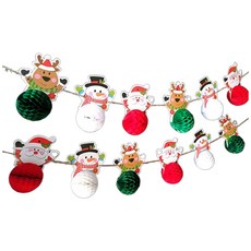 台灣現貨 聖誕卡通蜂窩狀拉旗一串六個 聖誕節立體掛旗 耶誕節裝飾, 多種顏色, 1個