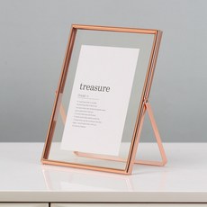 프랑프랑 일본 인테리어 액자 메탈 유리 프레임, 6인치 유리 (10.2x15.2cm), 1매, 로즈골드 세로형