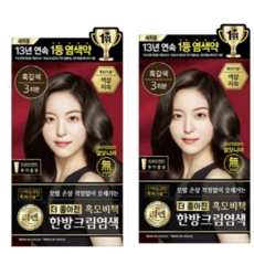 리엔 흑모비책 한방 크림염색제, Black Brown (흑갈색), 2개