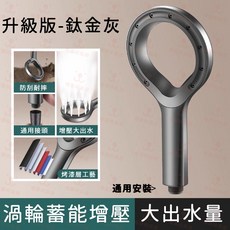白色八段出水增壓蓮蓬頭, 1個, 【鈦金灰】渦輪環形霧蒸增壓蓮蓬頭
