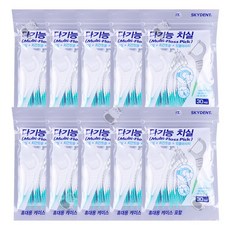Multi Floss Pick 스카이덴트 다기능 치실 30개입 휴대용 케이스 포함 1개 치간 칫솔, 10개