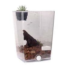 조명포함 배수로 있는 세로형 사육장 팩맨 개구리 곤충 파충류 아크릴케이지, 1개, 단일