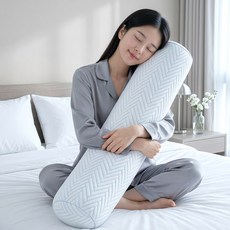 더한 쿨라이즈 냉감 롱 바디필로우 100cm 긴베개 롱베개 안고자는베개 빨아쓰는 롱쿠션, 그레이