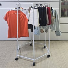이동식 육각 옷걸이 행거 옷가게행거, 화이트