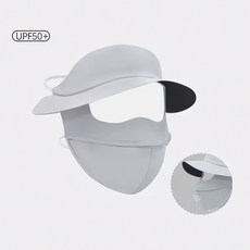 1+1 와이드 챙 넓은 uv 차단 햇빛 가리개 썬캡 풀커버 일체형 마스크 모자, 그레이+핑크