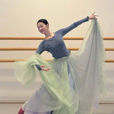 한국무용 풀치마 댄스복 와이드 공연 무대 댄스 연습복 쉬폰 스커트 치마