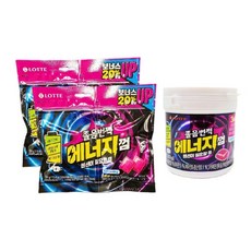 롯데 자일리톨 껌 졸음번적 에너지 리필 105g두개 + 87g 용기, 105g