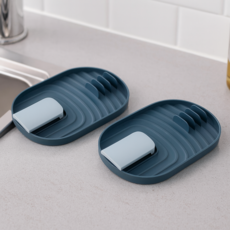 하스몰 살림꾼 주방도구 간편 조리도구 받침대 냄비뚜껑 거치대 2개, 1세트, 네이비