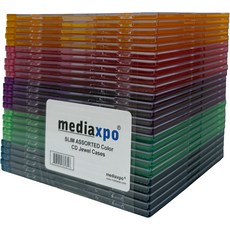 CD 및 DVD용 mediaxpo 슬림 주얼 케이스 - 멀티 컬러 디스크를 안전하고 안전하게 보관하세요 200팩 호환, Pack of 25