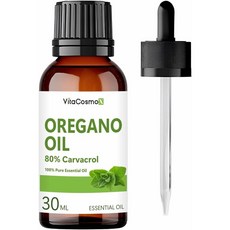 VitaCosmoX 천연 오레가노 오일 30ml 100% 원액 카바크롤 Carvacrol 80% 함유, 1개