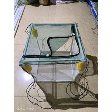 물고기 사육용 그물망 부력 케이지 양식장 그물, 이중 프레임 덮개 포함 45x45x45cm