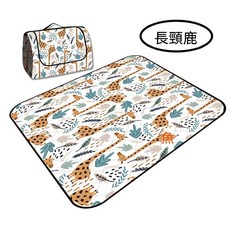 多功能編織蓋毯 戶外露營鋪墊 客廳沙發裝飾布墊兩用置物墊, 長頸鹿