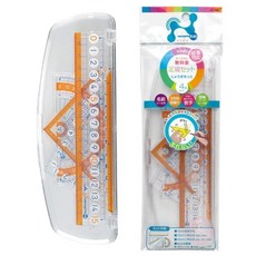 日本 SONiC 文具組 4件組 直尺 量角器 三角板 附收納盒 大數字 尺規 數學尺 兒童文具 開學 Nanopita, 1個, 文具4件組 / SK-7885