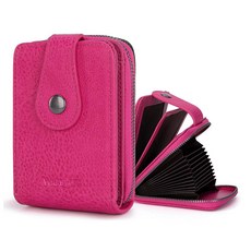 Montana West X Wrangler 신용 카드 홀더 여성용 소형 지갑 컴팩트 신용 카드 케이스 부드러운 지퍼와 신분증 창 핫 핑크 스몰 웨스턴