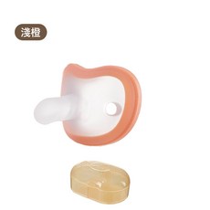DFMEI 新生防脹氣安撫奶嘴 佳爾優優同款安撫奶嘴 寶寶防拇指哄入睡神器, 1個, 如圖, 橙色圓頭+收納盒