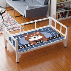 애견 침대 철제프레임 강아지 쇼파 실내 고양이 베드, 화이트 철제침대 사계절매트] 4세대 업그레이드, XS[60 40CM] 10근 이내 반려동물 권장