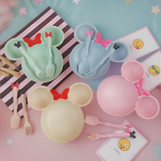 사용하기 편리한 미키식판 캐릭터 식기 어린이집 유치원 생일 답례품 1순위, 아이보리(선물O), 식판+수저+포크, 1세트