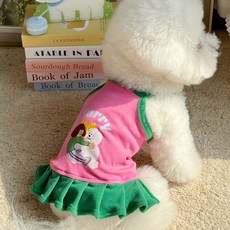 펫톨 캐릭터 프린팅 티셔츠, 1개, 핑크 스커트