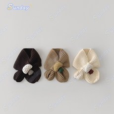 兒童圍巾冬季韓系可愛蘑菇交叉圍脖保暖針織圍巾【台灣出貨2-8歲】