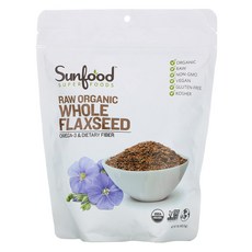 선푸드 슈퍼푸드 통 아마씨 - 유기농 생 프리 - 단백 Sunfood Superfoods Raw Organic Whole Flaxseed - Flax Seed for Smoo, 1개, 453.59g