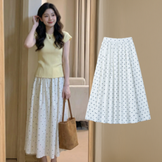 데일로엔 여성 A라인 도트 롱스커트