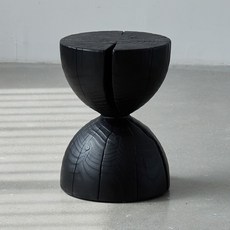 탄화 블랙 원목 우드 스툴 협탁 사각 원형 통나무 화장대 카페 매장 스툴체어 의자, C 32x32x42