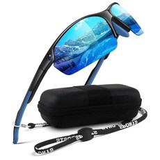 WEAROYO 편광 선글라스 남성 여성용 유연한 TR90 반무테 프레임 랩어라운드 UV400 스포츠 선글라스 러닝 낚시 블랙 프레임 아이스 블루 렌즈 1개 미디엄