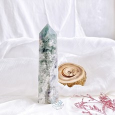 ₍мσσи_нασ ᙏ̤̫͚ 黃77 螢石柱 絕美 白綠 白羽毛體 高雅 風雅感 細閃 高級感 細長柱, 1個