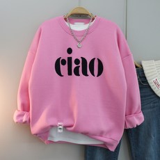 달콩 여성 빅사이즈 기모맨투맨 겨울티 CIAO뽀글오버핏맨투맨(기모)