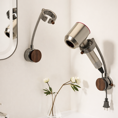 베이직앤드 양손이 자유로운 무타공 드라이기 거치대, 블랙, 1개