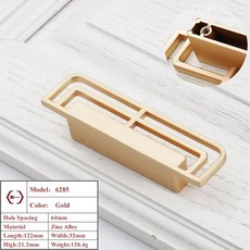 개선 서랍 플러시 핸들 골동품 옷장 문 손잡이 현대 모조 구리, 협력사, 2.2cm, 3.Gold 6285-64mm, 1개