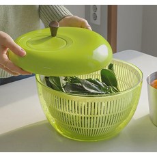 애플 샐러드 야채탈수기 6L 스피너 대용량 반자동 샐러드스피너, 애플 핸들 탈수기, 상세페이지 참조, 1개