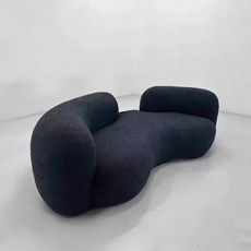 라운드 소파 램스울 부클레 조약돌 곡선형 대기실 구름 쇼파, 3인승 (폭 200 높이 73), 블랙 램스울 쟁반 없음