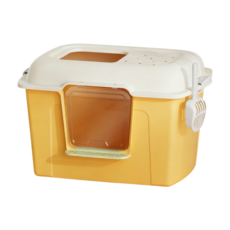 超大全封閉式貓砂盆，加厚材質，超大空間，附貓砂鏟, 全封閉奶酪黃帶蓋,（賣家/嘉里）特大號81x56x41cm, 1個