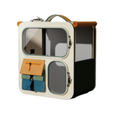 시그니프 반려동물 백팩 고양이 강아지 이동가방 통풍 가방, 1개, 베이지 그린