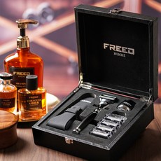 FREED 五刀式刮鬍刀尊爵四件組禮盒 極致黑, 1套, 不需要刻字