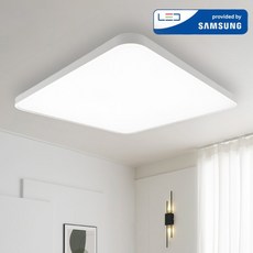 LED 국산 심플 완판 일체형 거실등 120W 삼성칩 조명 플리커프리 주광색, 화이트 화이트
