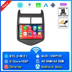안드로이드 15 카플레이 오토 카 라디오 쉐보레 아베오 2 소닉 T300 2011 - 네비게이션 GPS 멀티미디어 스, 12 4G-64G CAM