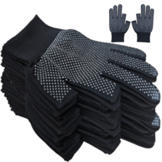 미끄럼방지 핑거홀 작업용 레저용 반장갑, 60개입(블랙), 1세트