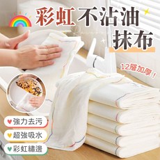彩虹不沾油抹布 12層加厚, 10個