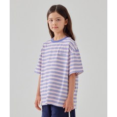 COVERNAT 키즈 어센틱 로고 스트라이프 반팔티 핑크 CK2502ST13PI