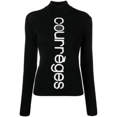 꾸레쥬 로고 인타르시아 컷아웃 스웨터