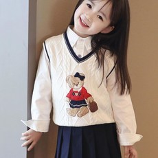 兒童針織馬甲 女童卡通背心