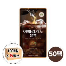 아메리카노 블랙 커피 파우치 액상 아이스 드립커피 편의점 콜롬비아 에티오피아 대용량 50팩, 50개, 1개입, 230ml