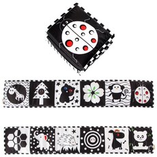 新生兒黑白床圍布書 嬰兒床圍 寶寶撕不爛布書 可啃咬布書 益智早教 視覺訓練 啟蒙動物布書, 瓢蟲款